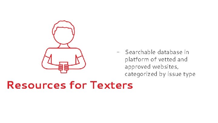 - Searchable database in platform of vetted and approved websites, categorized by issue type