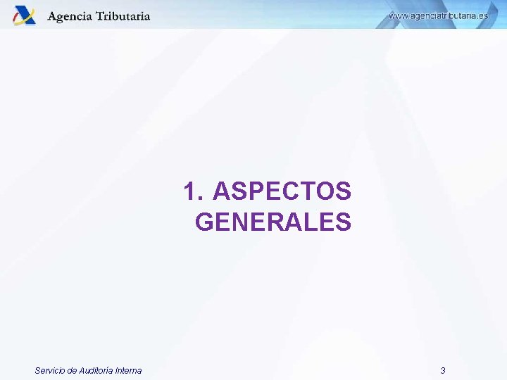 1. ASPECTOS GENERALES Servicio de Auditoría Interna 3 1. ASPECTOS GENERALES Servicio de Auditoría Interna 3