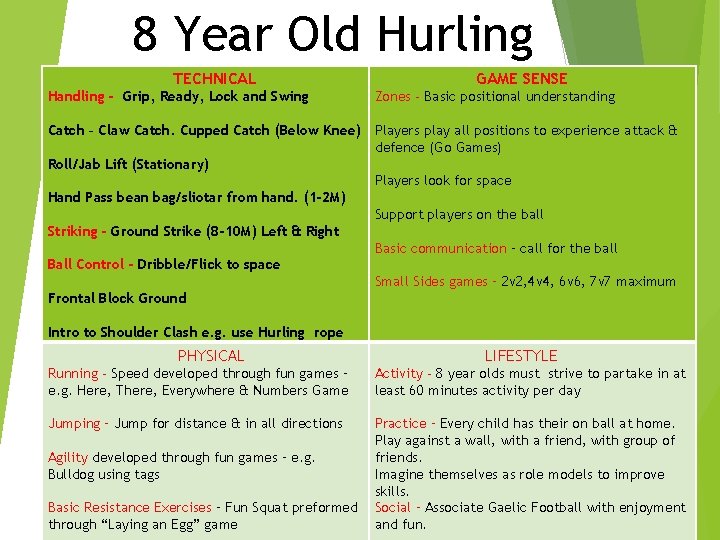 8 Year Old Hurling TECHNICAL Handling - Grip, Ready, Lock and Swing GAME SENSE