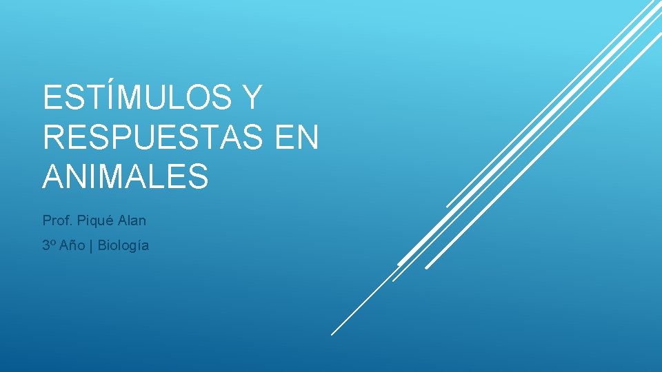 ESTÍMULOS Y RESPUESTAS EN ANIMALES Prof. Piqué Alan 3º Año | Biología 