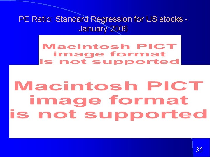 PE Ratio: Standard Regression for US stocks January 2006 35 