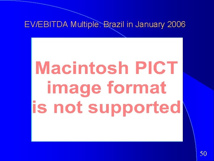EV/EBITDA Multiple: Brazil in January 2006 50 