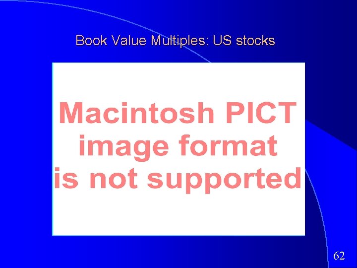 Book Value Multiples: US stocks 62 