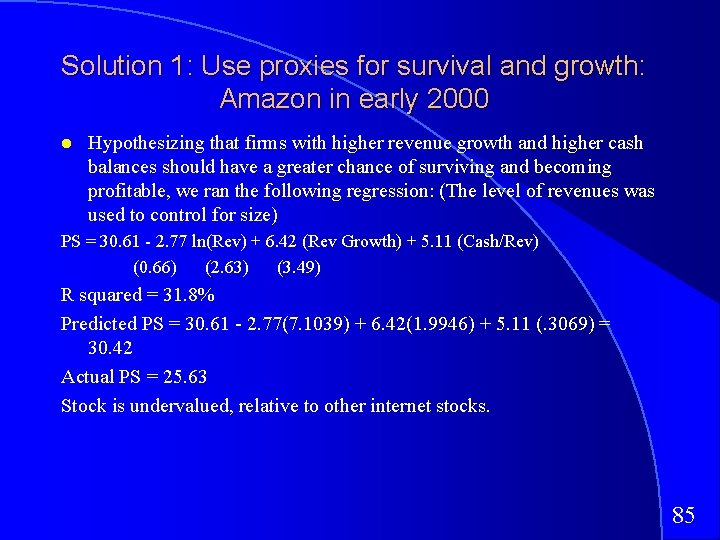 Solution 1: Use proxies for survival and growth: Amazon in early 2000 Hypothesizing that