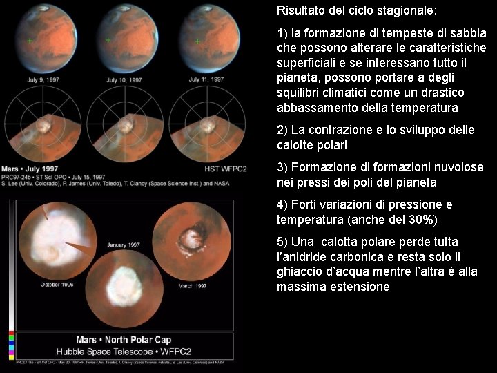 Risultato del ciclo stagionale: 1) la formazione di tempeste di sabbia che possono alterare