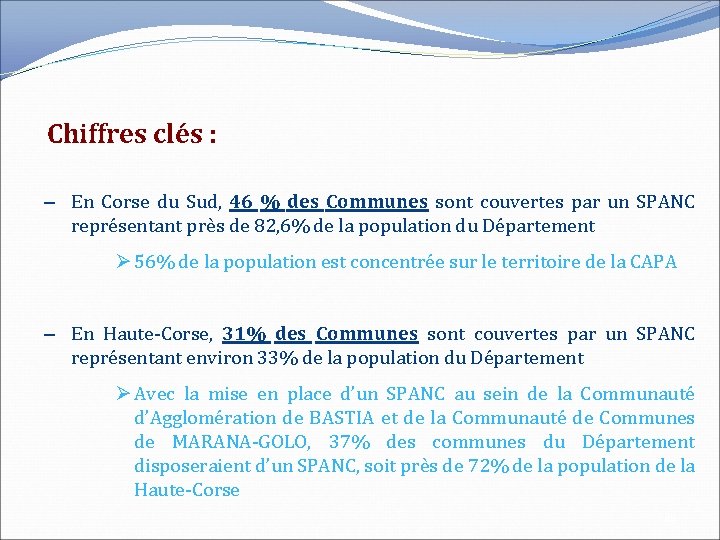 Chiffres clés : – En Corse du Sud, 46 % des Communes sont couvertes