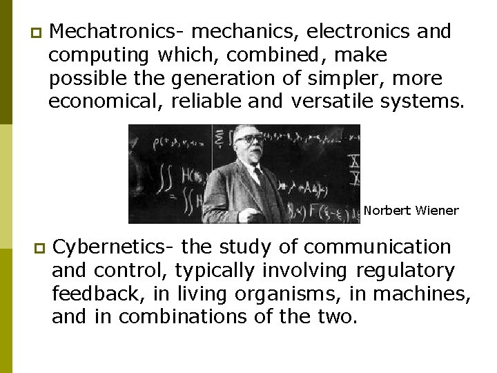 p Mechatronics- mechanics, electronics and computing which, combined, make possible the generation of simpler, p Mechatronics- mechanics, electronics and computing which, combined, make possible the generation of simpler,