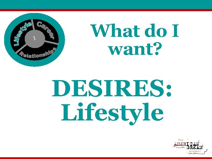 What do I want? DESIRES: Lifestyle 