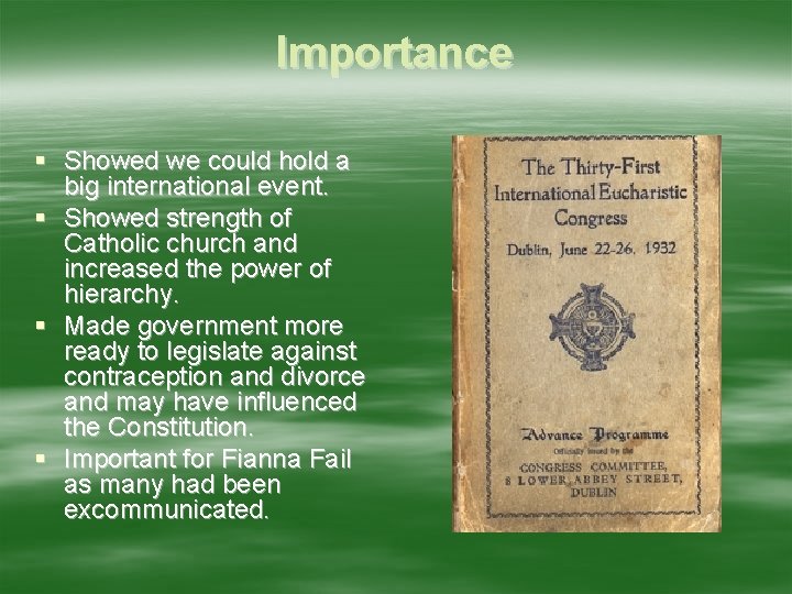 Importance § Showed we could hold a big international event. § Showed strength of