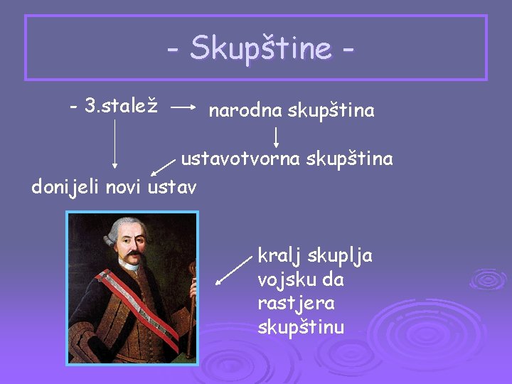 - Skupštine - 3. stalež narodna skupština ustavotvorna skupština donijeli novi ustav kralj skuplja