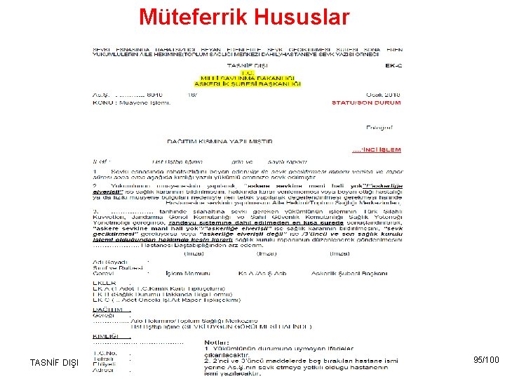 Müteferrik Hususlar TASNİF DIŞI 95/100 