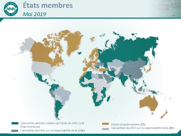 États membres Mai 2019 Convention portant création du Fonds de 1992 (116 États membres)