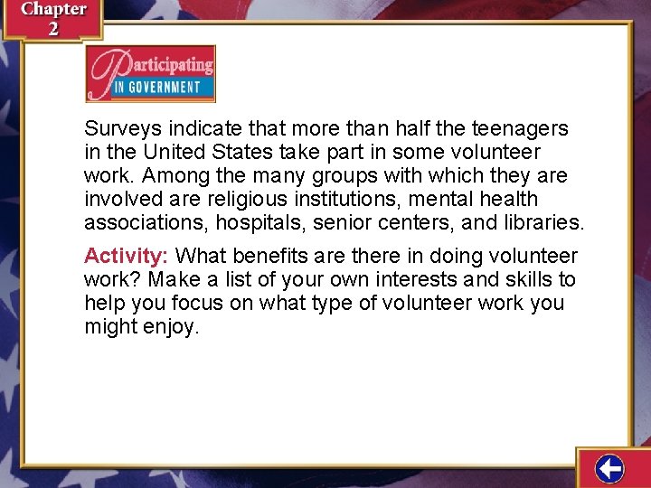 Surveys indicate that more than half the teenagers in the United States take part