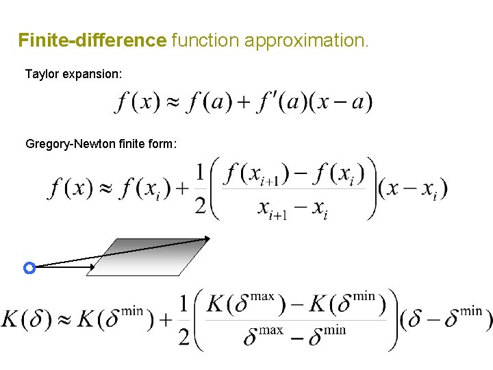 Finite-difference function approximation. Taylor expansion: Gregory-Newton finite form: 