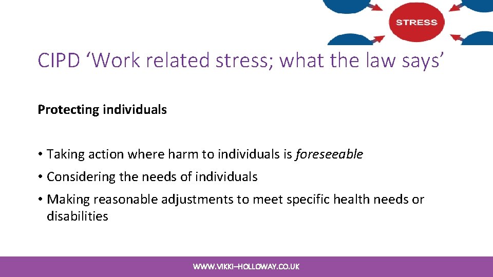 CIPD ‘Work related stress; what the law says’ Protecting individuals • Taking action where CIPD ‘Work related stress; what the law says’ Protecting individuals • Taking action where
