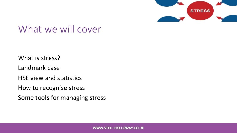 What we will cover What is stress? Landmark case HSE view and statistics How What we will cover What is stress? Landmark case HSE view and statistics How