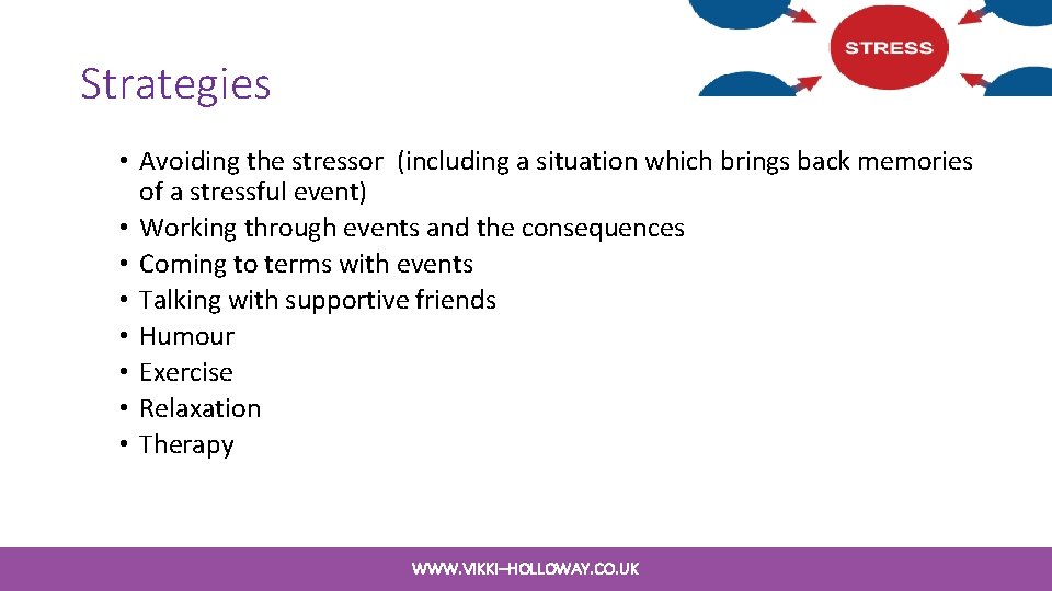Strategies • Avoiding the stressor (including a situation which brings back memories of a Strategies • Avoiding the stressor (including a situation which brings back memories of a