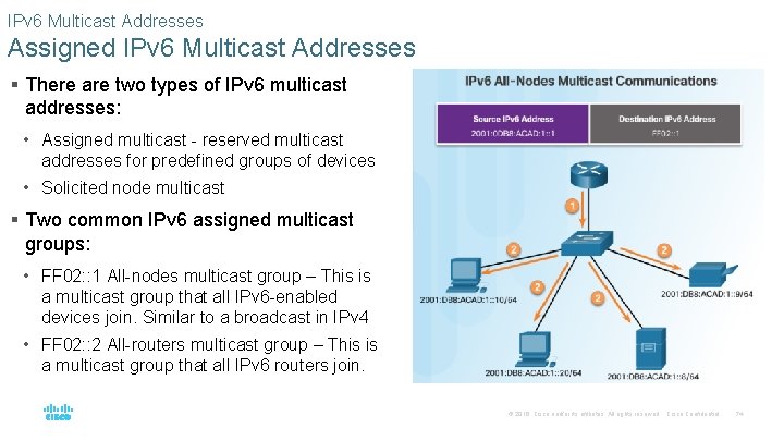 IPv 6 Multicast Addresses Assigned IPv 6 Multicast Addresses § There are two types