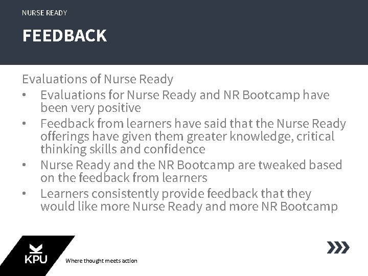NURSE READY FEEDBACK Evaluations of Nurse Ready • Evaluations for Nurse Ready and NR