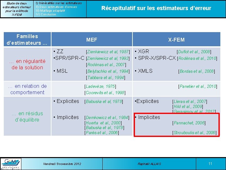 Etude de deux estimateurs d’erreur pour la méthode X-FEM I) Généralités sur les estimateurs