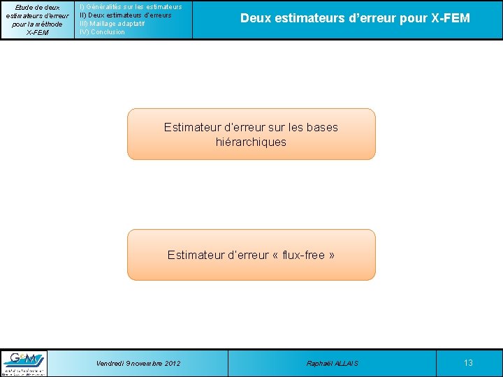 Etude de deux estimateurs d’erreur pour la méthode X-FEM I) Généralités sur les estimateurs