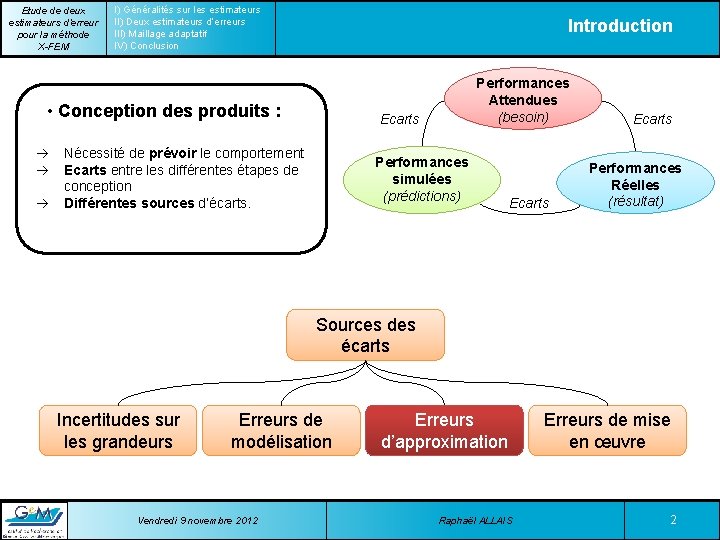 Etude de deux estimateurs d’erreur pour la méthode X-FEM I) Généralités sur les estimateurs