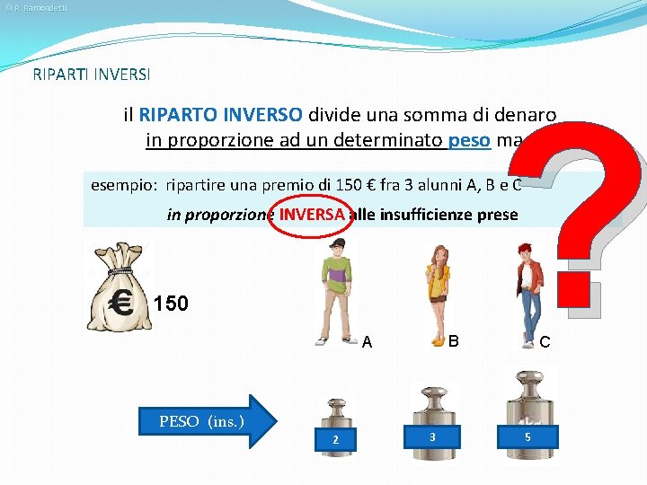 © R. Ramondetti RIPARTI INVERSI ? il RIPARTO INVERSO divide una somma di denaro