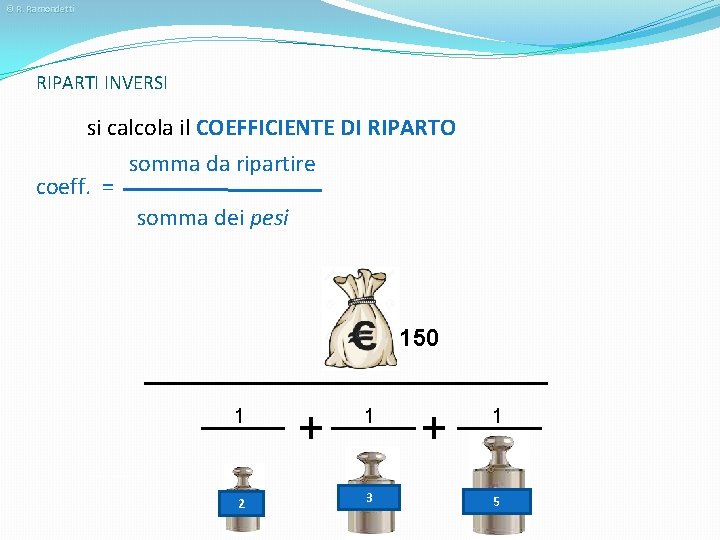 © R. Ramondetti RIPARTI INVERSI si calcola il COEFFICIENTE DI RIPARTO coeff. = somma