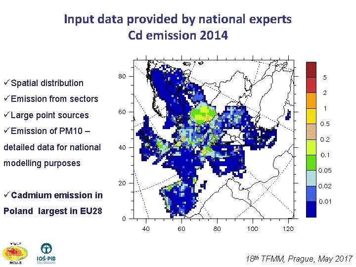 Input data provided by national experts Cd emission 2014 üSpatial distribution üEmission from sectors