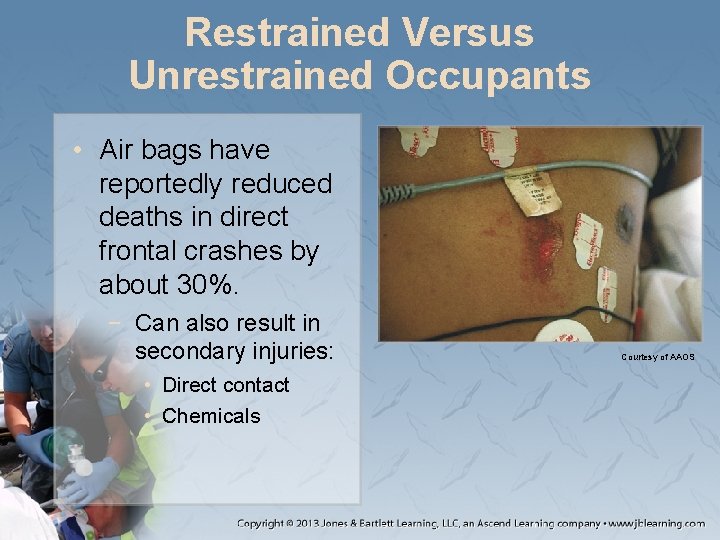 Restrained Versus Unrestrained Occupants • Air bags have reportedly reduced deaths in direct frontal
