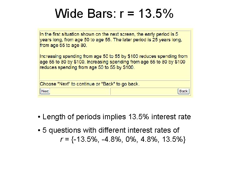 Wide Bars: r = 13. 5% • Length of periods implies 13. 5% interest