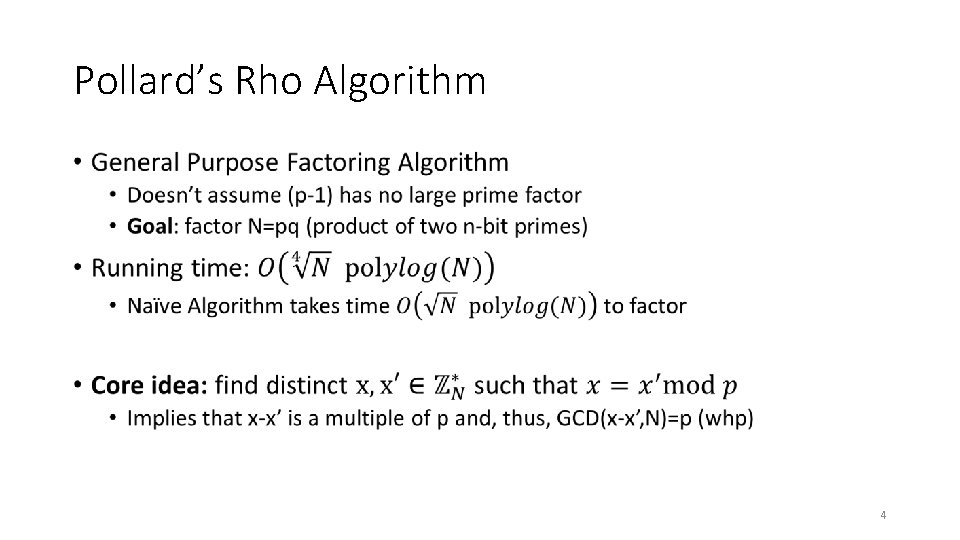 Pollard’s Rho Algorithm • 4 