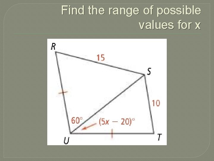 Find the range of possible values for x 
