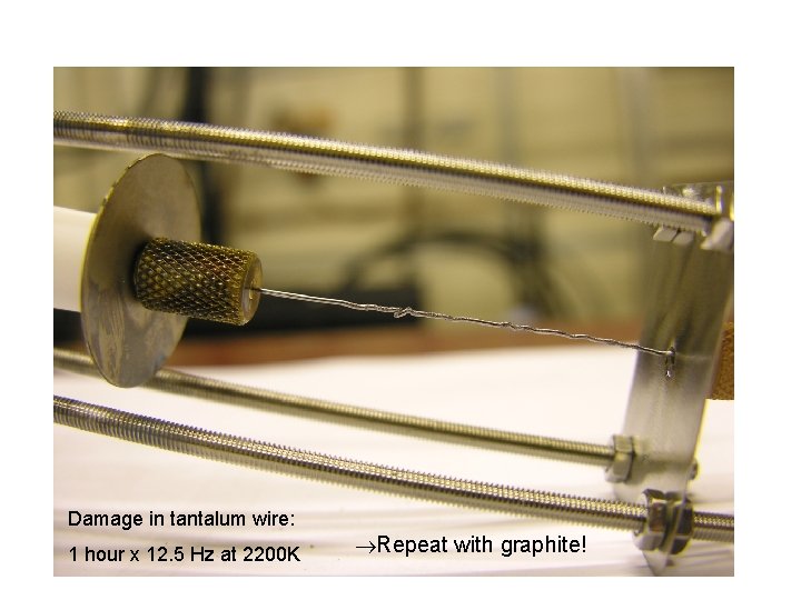 Damage in tantalum wire: 1 hour x 12. 5 Hz at 2200 K Repeat