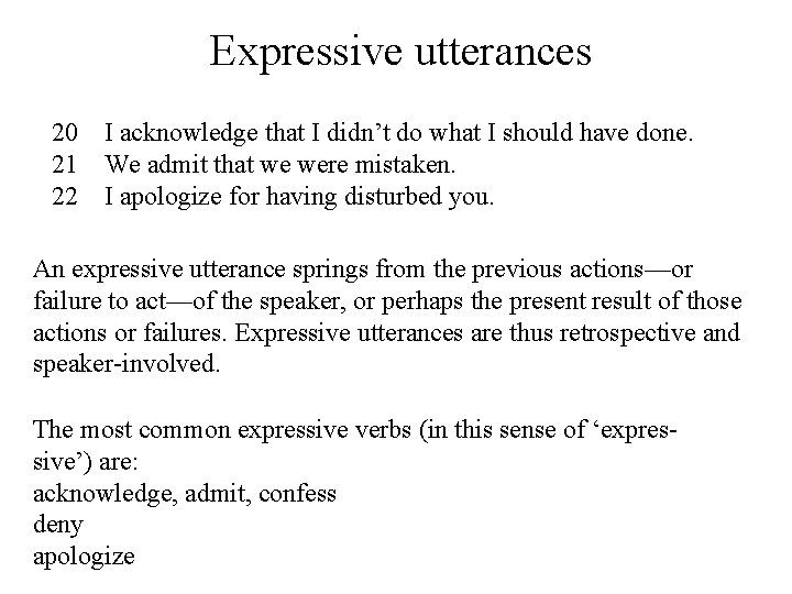 Semantics Seven kinds of speech acts Presented by