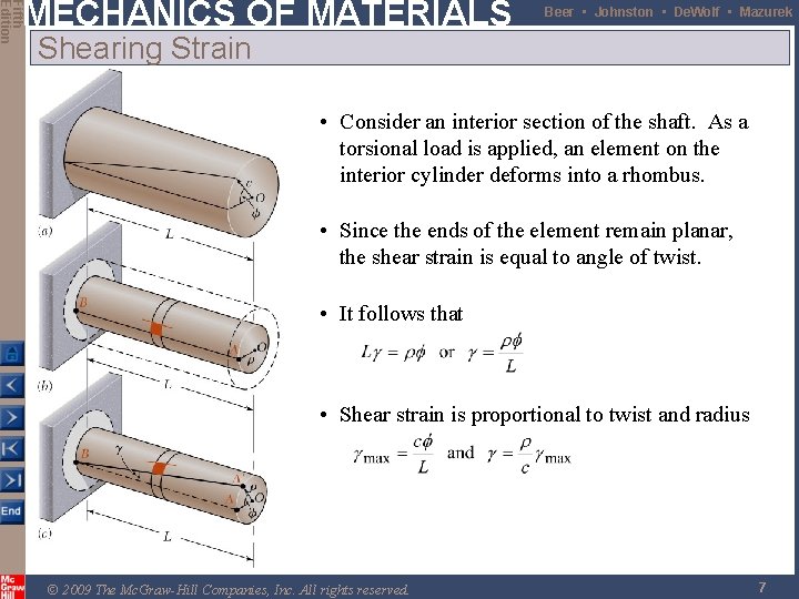 Fifth Edition MECHANICS OF MATERIALS Beer • Johnston • De. Wolf • Mazurek Shearing Fifth Edition MECHANICS OF MATERIALS Beer • Johnston • De. Wolf • Mazurek Shearing
