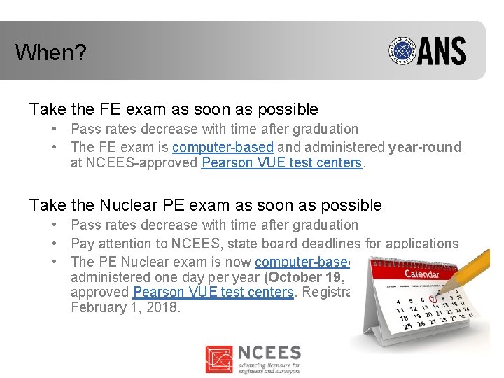 When? Take the FE exam as soon as possible • Pass rates decrease with When? Take the FE exam as soon as possible • Pass rates decrease with