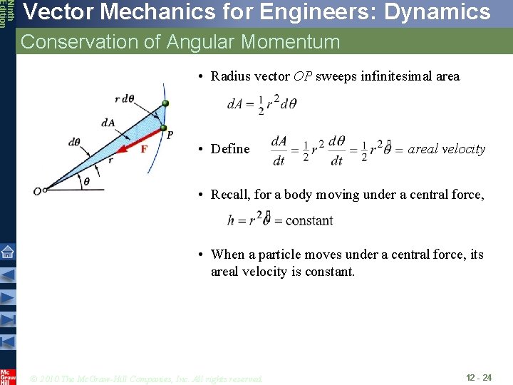 Ninth Edition Vector Mechanics for Engineers: Dynamics Conservation of Angular Momentum • Radius vector