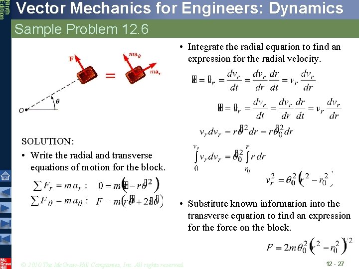 Ninth Edition Vector Mechanics for Engineers: Dynamics Sample Problem 12. 6 • Integrate the