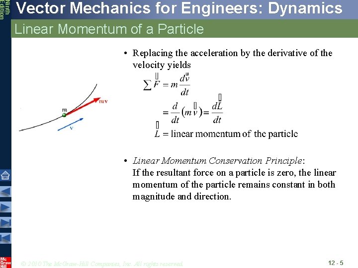 Ninth Edition Vector Mechanics for Engineers: Dynamics Linear Momentum of a Particle • Replacing