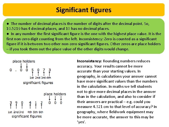 Significant figures ● The number of decimal places is the number of digits after