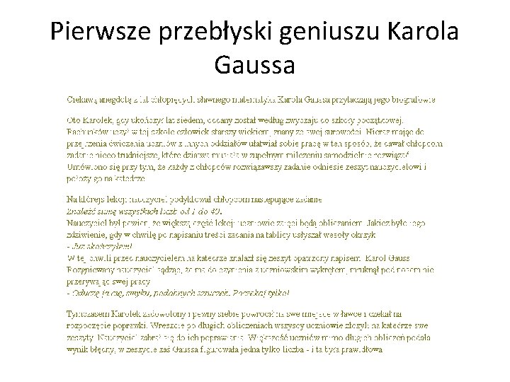 Pierwsze przebłyski geniuszu Karola Gaussa 