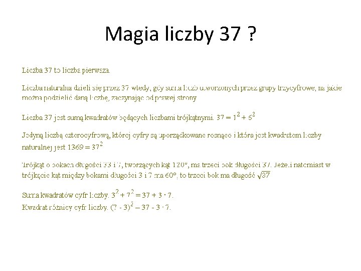 Magia liczby 37 ? 