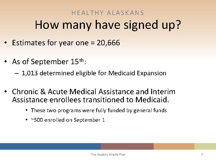 HEALTHY ALASKANS How many have signed up? • Estimates for year one = 20,