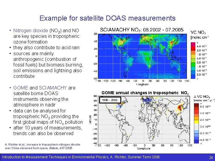 Example for satellite DOAS measurements • Nitrogen dioxide (NO 2) and NO are key