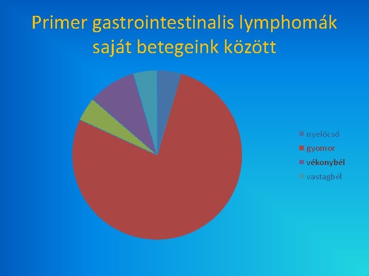 Primer gastrointestinalis lymphomák saját betegeink között nyelőcső gyomor vékonybél vastagbél Primer gastrointestinalis lymphomák saját betegeink között nyelőcső gyomor vékonybél vastagbél