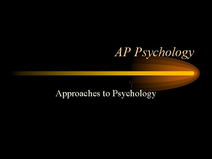 AP Psychology Approaches to Psychology 