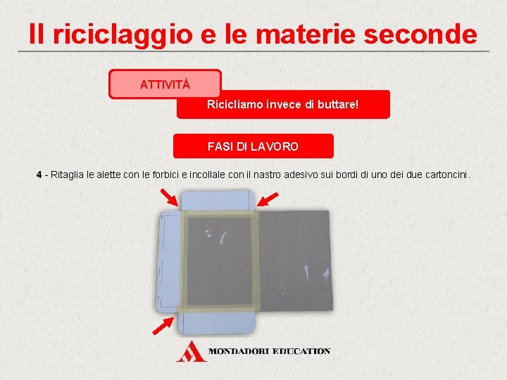 Il riciclaggio e le materie seconde ATTIVITÀ Ricicliamo invece di buttare! FASI DI LAVORO