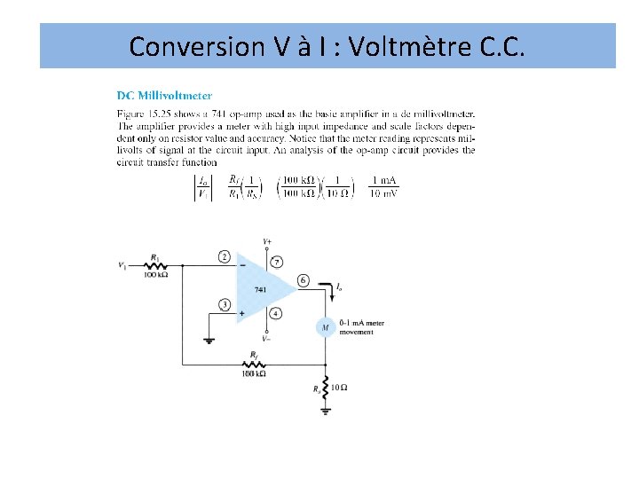 Conversion V à I : Voltmètre C. C. 