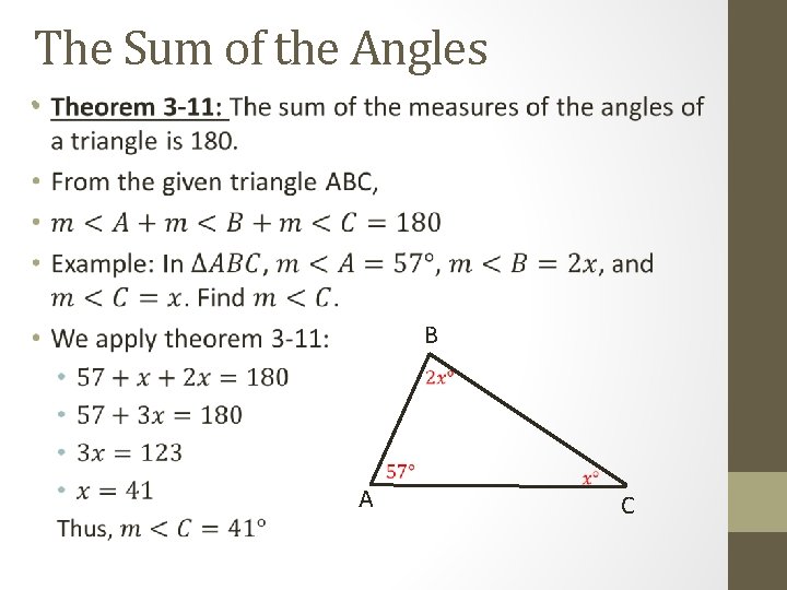The Sum of the Angles • B A C 